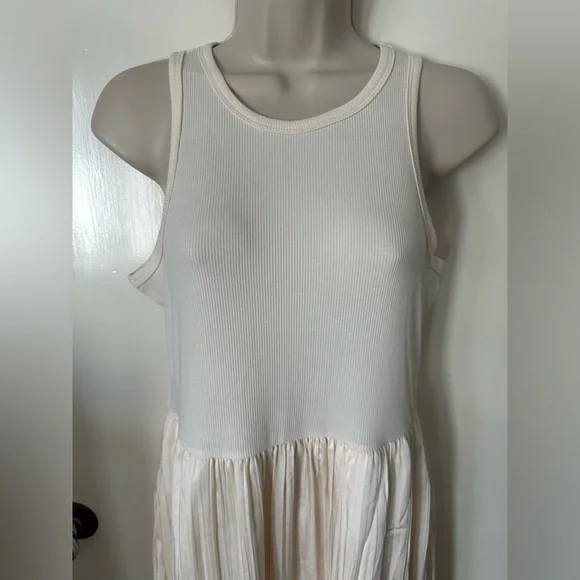 Dkny Cream Pleated Sleeveless Midi Dress - Picture 6 of 10